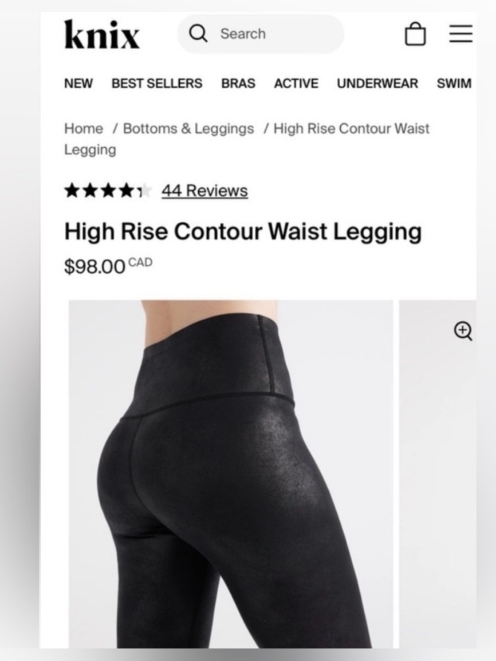 NWT knix High Rise Contour Waist Black Leggings